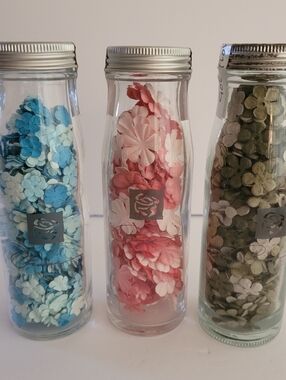 Prima Paper Flowers Scrapbooking Junk Journal Craft Projects 3 Jars New Lot #1